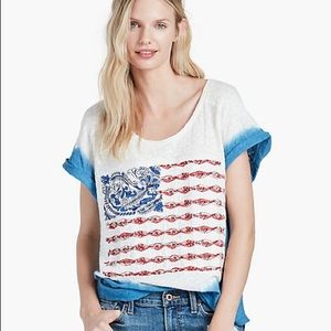 Lucky brand American flag boho tee NWOT